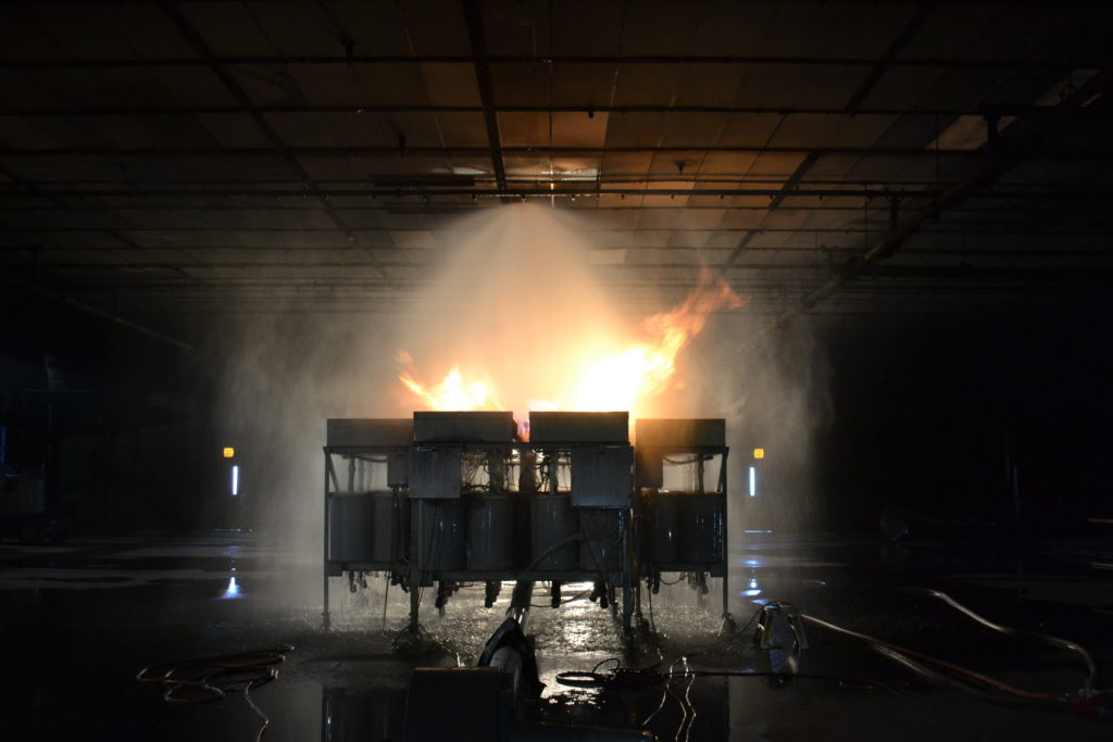 Figure 2. Photo from actual delivered density (ADD) testing with no obstruction. Photo courtesy of NFPA.